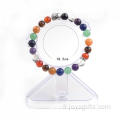 7 chakra 8MM pierres Bracelet argenté tête de Bouddha Bracelets bijoux